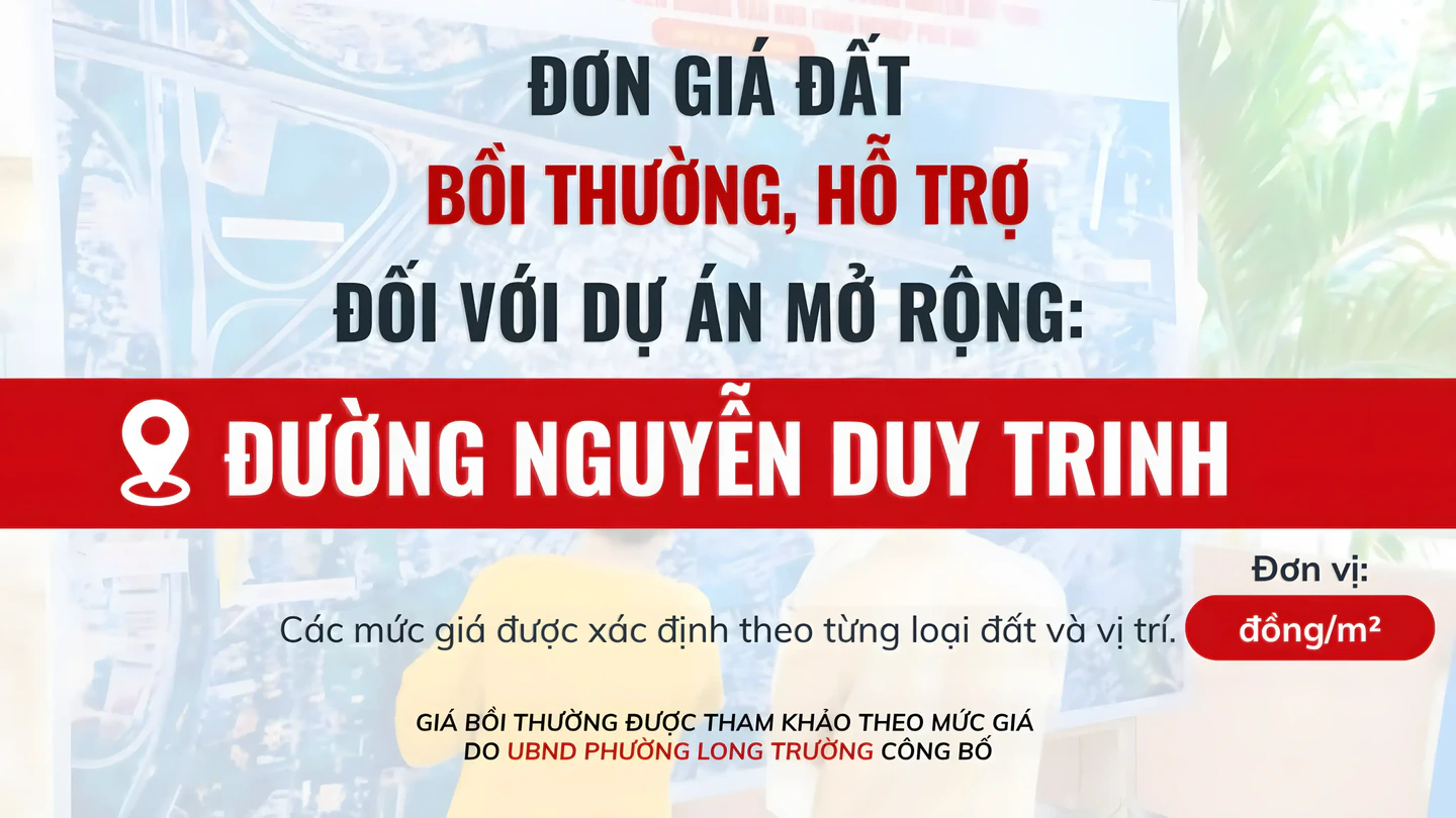 Đền bù đất mở rộng đường Nguyễn Duy Trinh 2026
