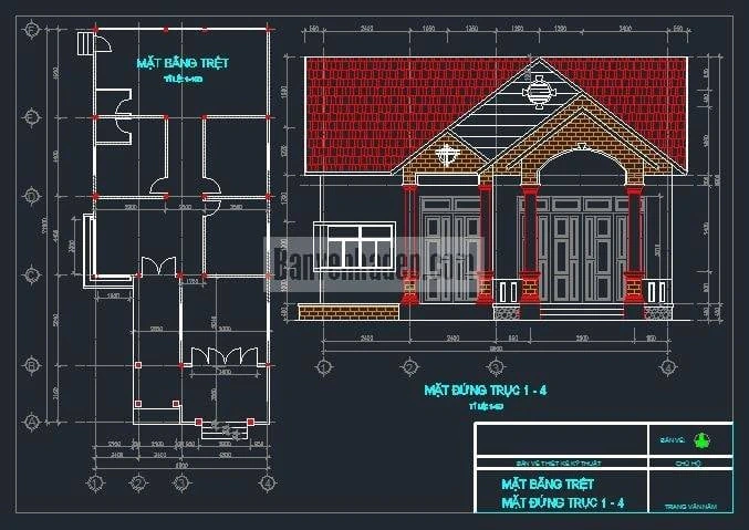 bản vẽ thi công chi tiết nhà cấp 4