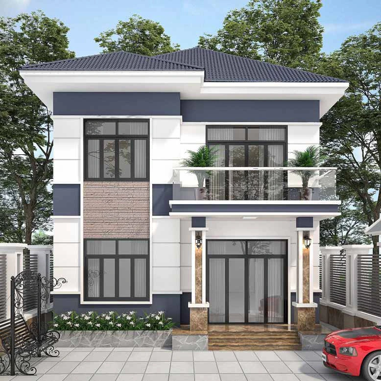 nhà phố đẹp 2 tầng mái ngói