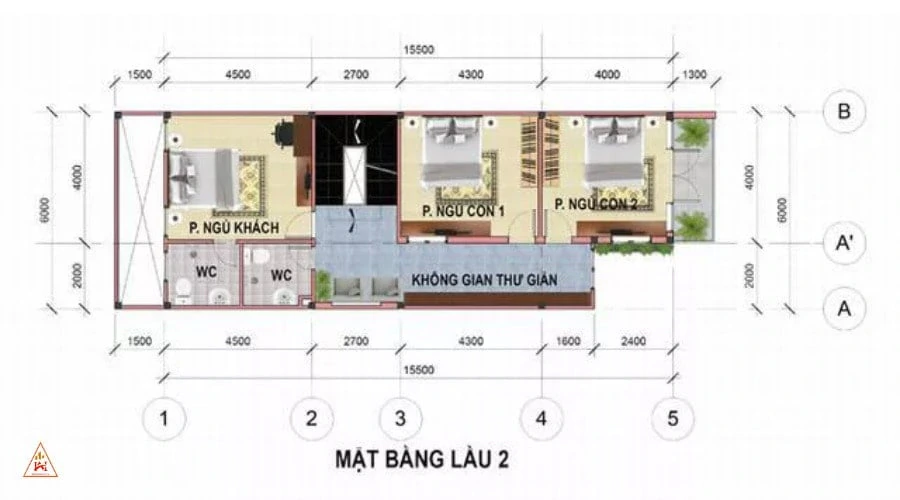 tầng 2 nhà phố 6x17m
