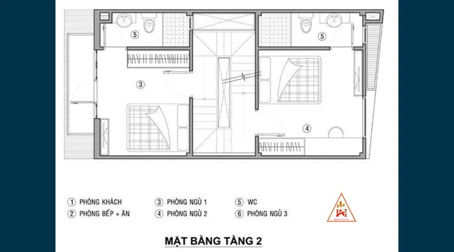 tầng 2 thiết kế nhà 40m2